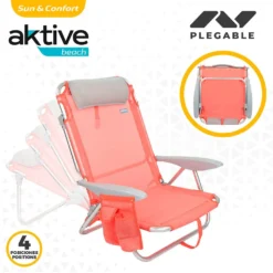 Aktive Beach Multi Position Folding Beach Chair With Cushion -Marine Explorer aktive beach multi position folding beach chair with cushion 2
