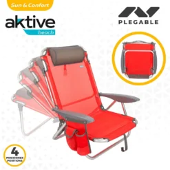 Aktive Beach Reclining Folding Beach Chair With Cushion -Marine Explorer aktive beach reclining folding beach chair with cushion 2