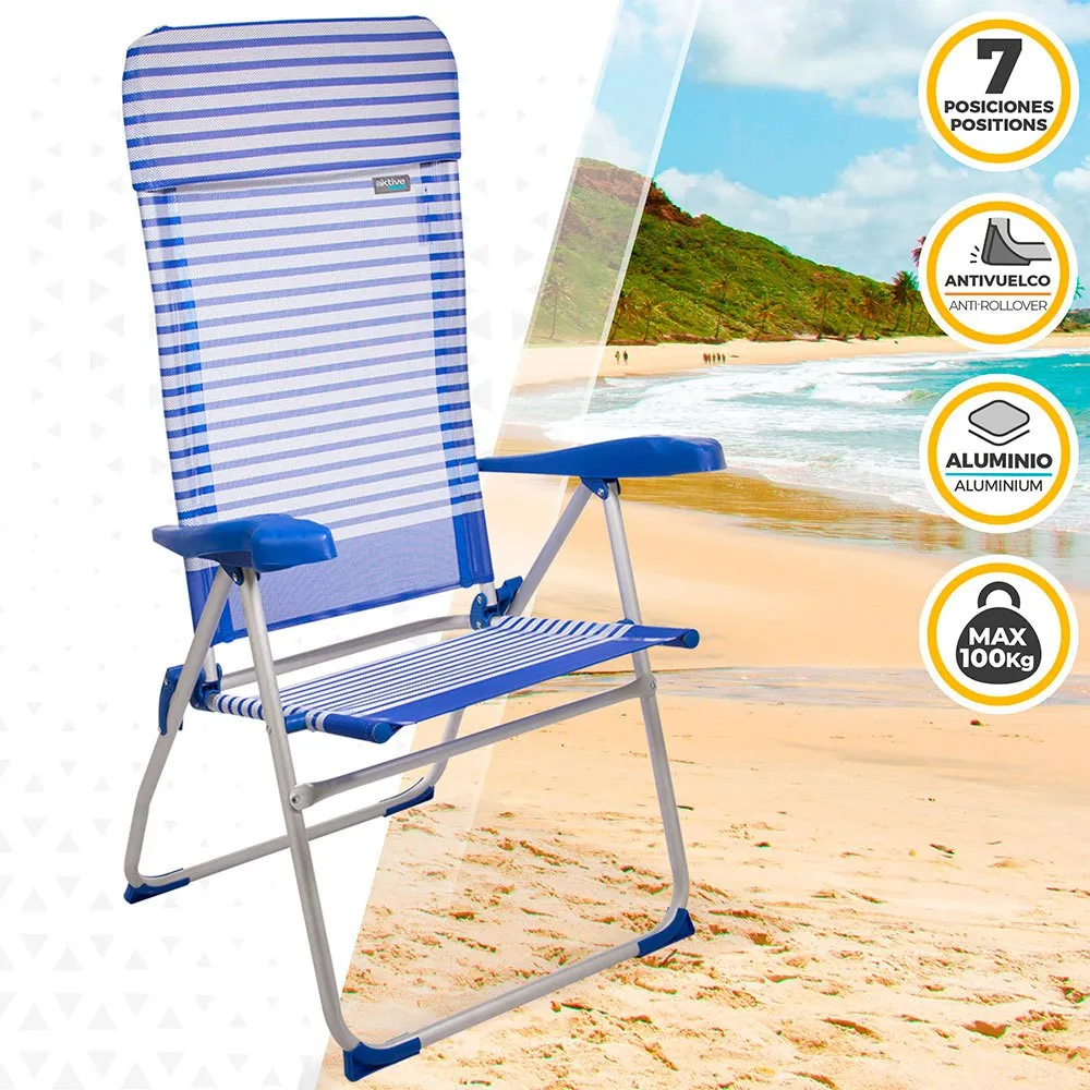 Aktive Folding Chair 7 Positions With Cushion 64x61x118 Cm 4 Aktive Folding Chair 7 Positions With Cushion 64x61x118 Cm - Image 2