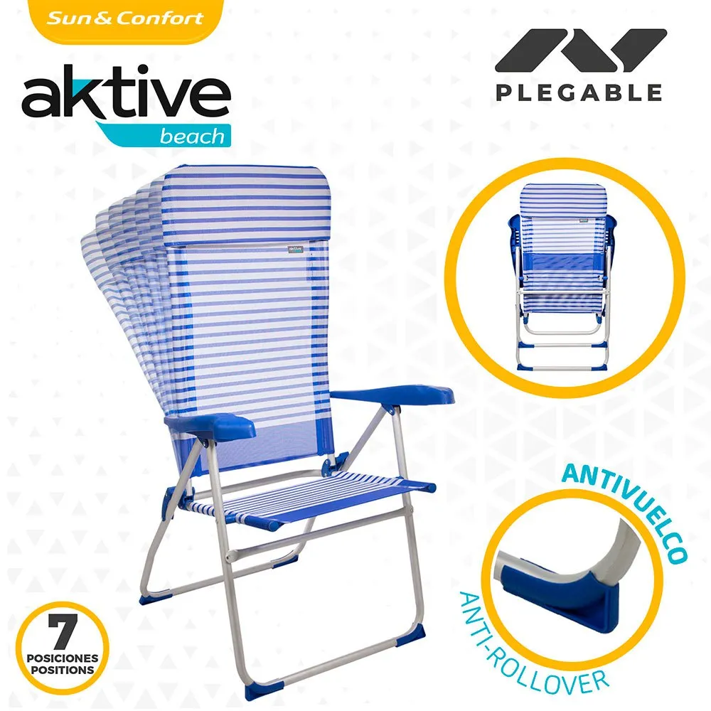Aktive Folding Chair 7 Positions With Cushion 64x61x118 Cm 5 Aktive Folding Chair 7 Positions With Cushion 64x61x118 Cm - Image 3