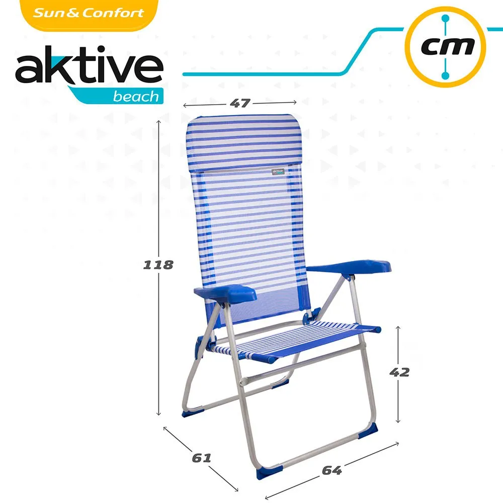 Aktive Folding Chair 7 Positions With Cushion 64x61x118 Cm 8 Aktive Folding Chair 7 Positions With Cushion 64x61x118 Cm - Image 6