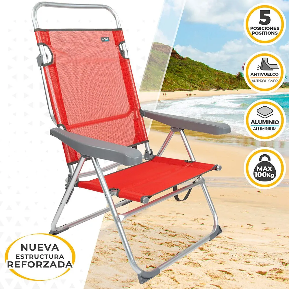 Aktive Folding Chair Multi-Position Aluminium 63x57x99 Cm 4 Aktive Folding Chair Multi-Position Aluminium 63x57x99 Cm - Image 2