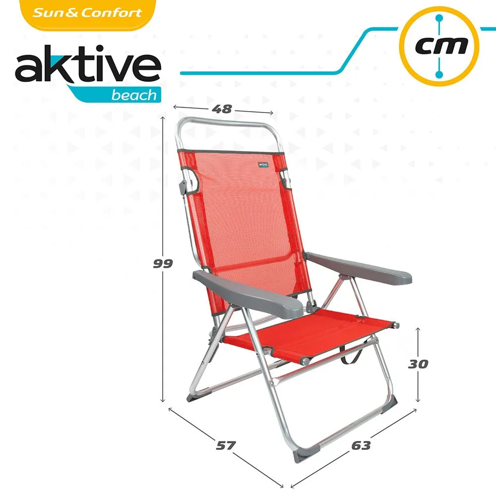 Aktive Folding Chair Multi-Position Aluminium 63x57x99 Cm 8 Aktive Folding Chair Multi-Position Aluminium 63x57x99 Cm - Image 6